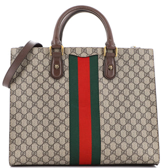 Gucci Animalier Web Top Handle Tote GG Coated Canvas Large