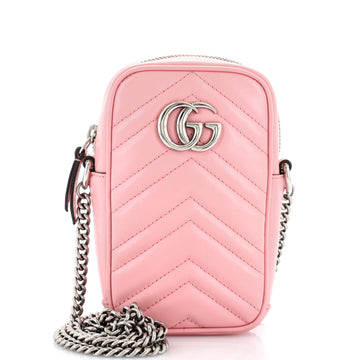 Gucci GG Marmont Vertical Phone Crossbody Bag Matelasse Leather Mini