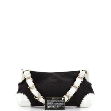 Chanel Vintage Olsen CC Chain Shoulder Bag Canvas and Leather Large