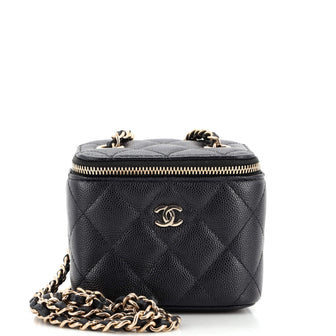 Chanel Classic Vanity Case with Chain Quilted Caviar Mini