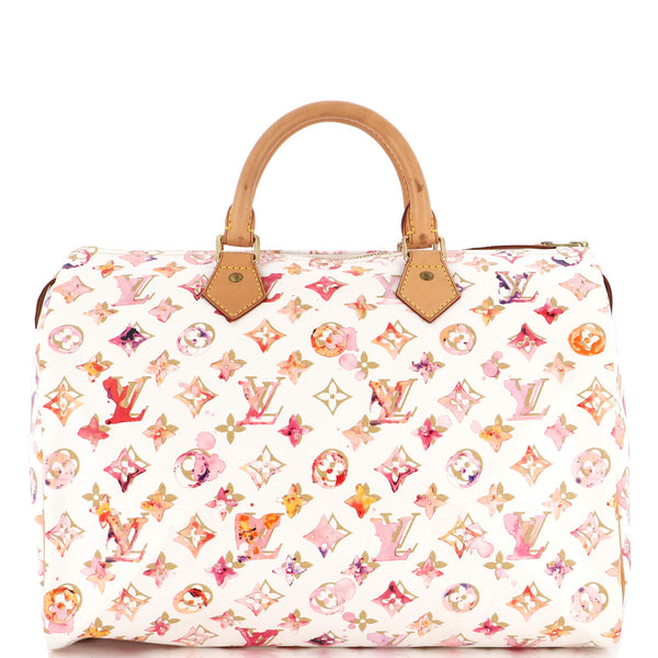 Louis Vuitton Speedy Handbag Monogram Watercolor Aquarelle 35 Pink