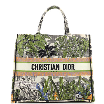 Christian Dior Book Tote Embroidered Canvas Large