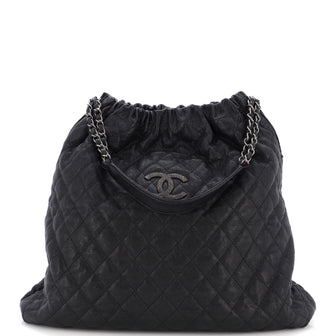 CHANEL Caviar Large CC Shoulder Bag Black 1289049