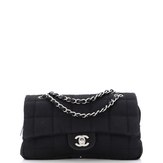 Chanel Chocolate Bar Camera Flap Bag Quilted Nylon Small