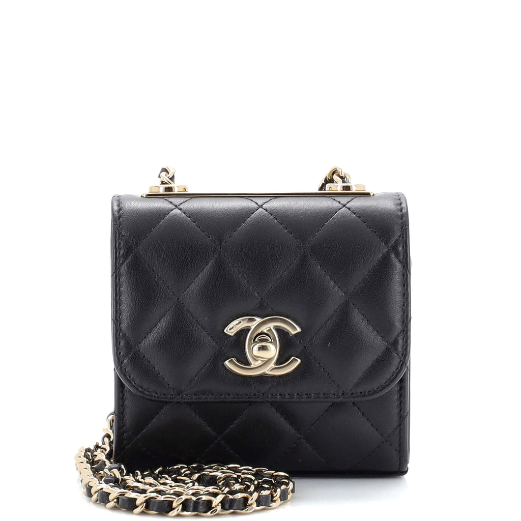 CHANEL, Bags, Chanel Lambskin Quilted Mini Trendy Cc Chain Wallet Black