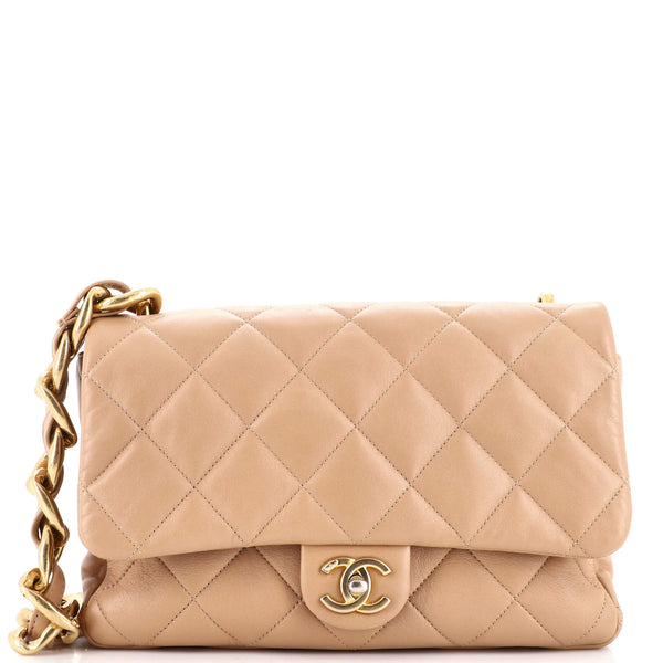 Chanel Funky Town Flap Bag Quilted Lambskin Large Neutral