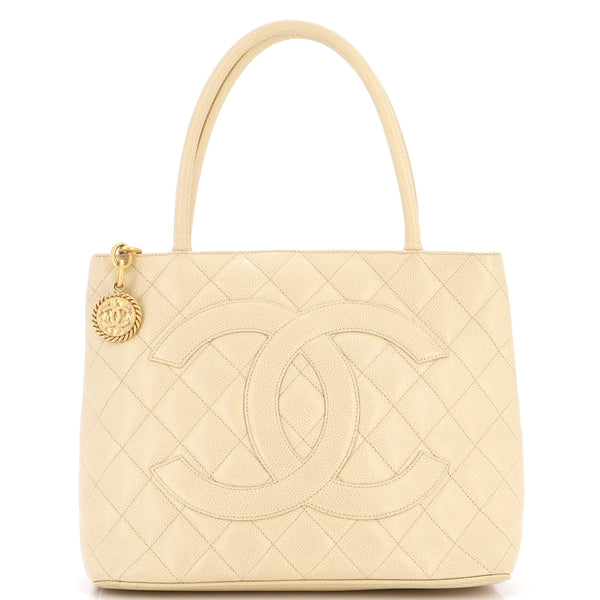 Chanel Medallion Tote Quilted Caviar Neutral 2161271
