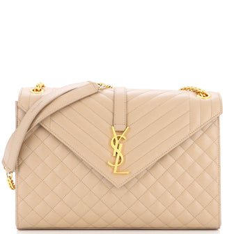 Saint Laurent Classic Monogram Envelope Satchel Mixed Matelasse Leather Large