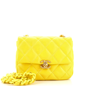 Lacquered Metal CC Flap Bag Quilted Lambskin Mini