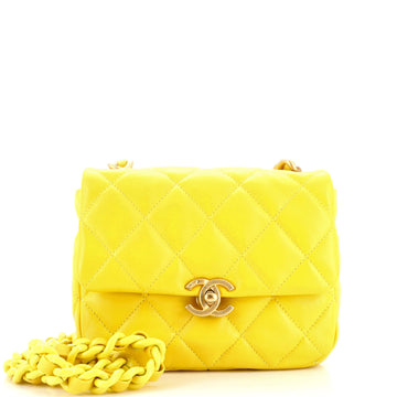 Chanel So Black Square Classic Single Flap Bag Quilted Lambskin Mini