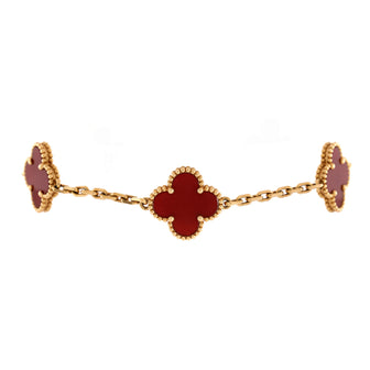 Van Cleef & Arpels Vintage Alhambra 5 Motifs Bracelet 18K Yellow Gold and Carnelian