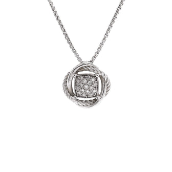 David Yurman Infinity Pendant Necklace Sterling Silver with Pave Diamonds 20mm
