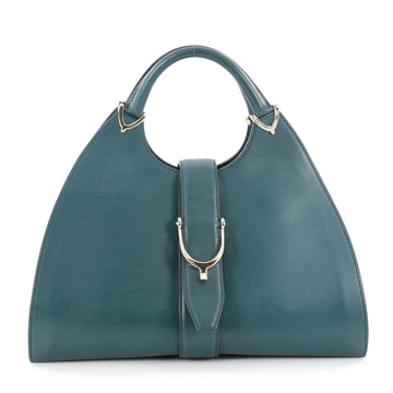 Gucci Stirrup Top Handle Bag Leather Large Blue 2162203
