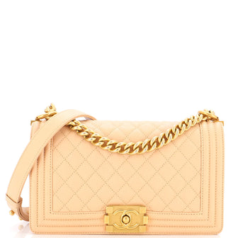 Chanel Boy Flap Bag Quilted Caviar Old Medium