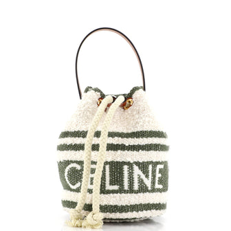 Celine Teen Drawstring Plein Soleil Bucket Bag Canvas with Leather