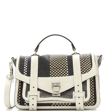 Proenza Schouler PS1 Satchel Canvas with Woven Leather Medium