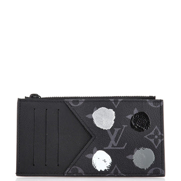 Louis Vuitton Coin Card Holder Yayoi Kusama Painted Dots Monogram Eclipse Canvas