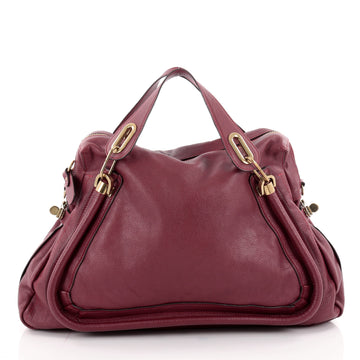 Chloe Paraty Top Handle Bag Leather Large Red 2162705