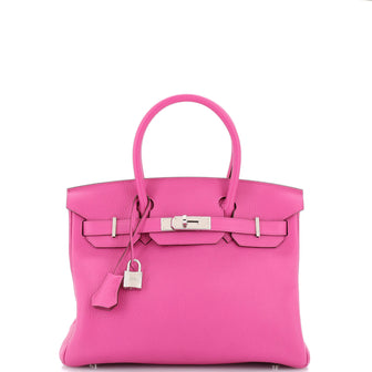 Hermes Birkin Handbag Pink Clemence with Palladium Hardware 30