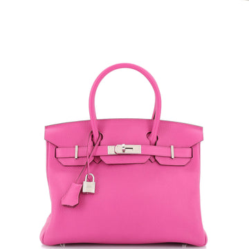 Hermes Birkin Handbag Pink Clemence with Palladium Hardware 30