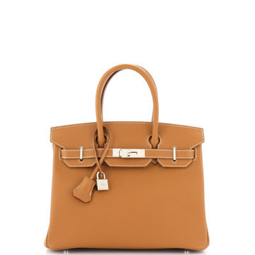 Hermes Birkin Handbag Brown Epsom with Palladium Hardware 30