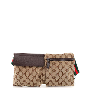 Gucci Vintage Double Belt Bag GG Canvas