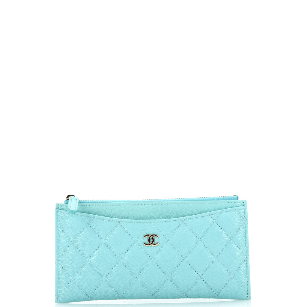 Chanel Classic Zip Pouch Quilted Caviar Long Blue 2162721