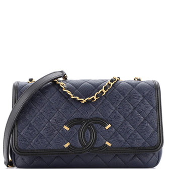 Chanel Filigree Flap Bag Quilted Caviar Medium