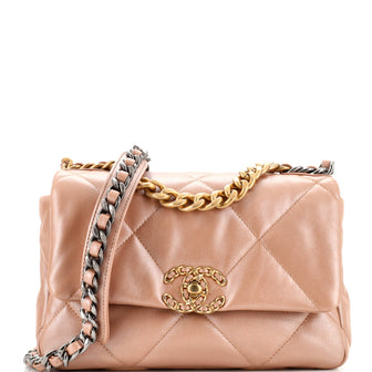 Chanel 19 Flap Bag Quilted Leather Medium Rose gold 21627514