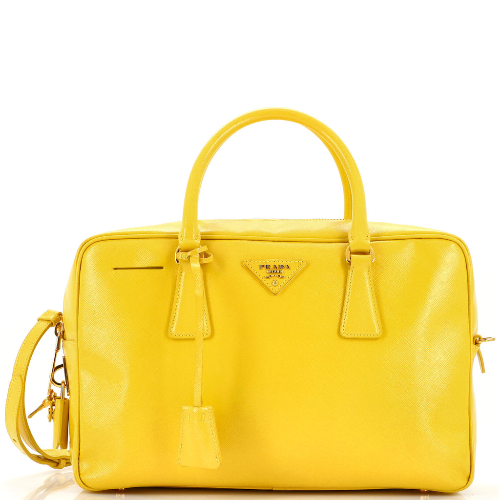 Prada Yellow Bauletto Tote Bag
