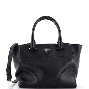 Prada Twin Pocket Tote Stitched City Calf Small