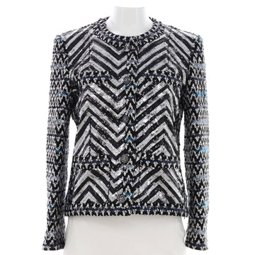 Chanel Women's Collarless Jacket Tweed with Sequins