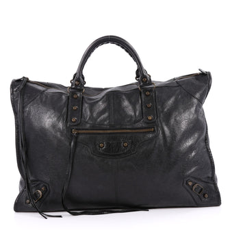  Balenciaga Weekender Classic Studs Handbag Leather Black 2163201