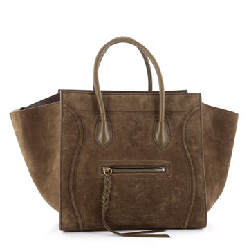 Celine Phantom Handbag Suede Medium Green 2163701