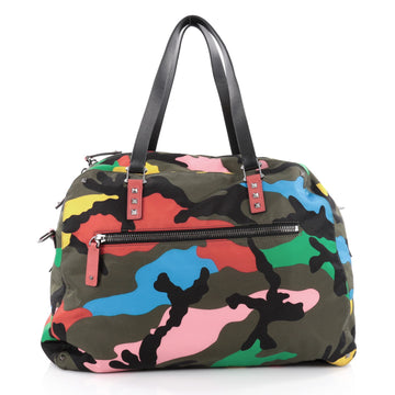 Valentino Rockstud Holdall Duffle Bag Camo Nylon Large 2163801