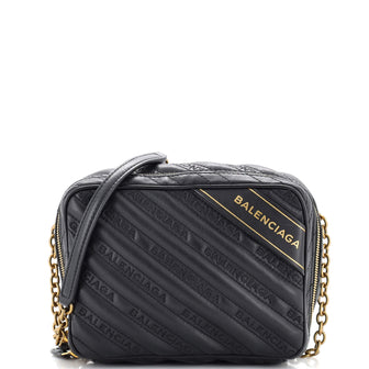 Balenciaga Blanket Reporter Shoulder Bag Quilted Embroidered Leather XS