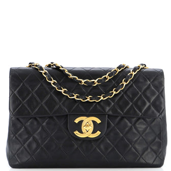 Chanel Vintage Classic Single Flap Bag Quilted Lambskin Maxi