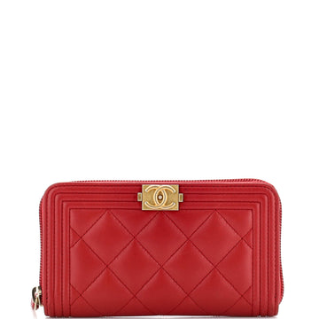Chanel Boy Zip Around Wallet Quilted Lambskin Small
