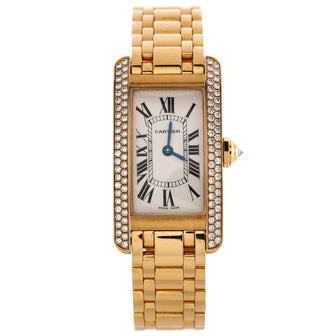 Cartier Tank Americaine Quartz Watch Yellow Gold with Diamond Bezel 19