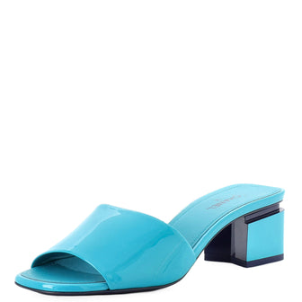 Chanel Women's CC Block Heeled Mule Sandals Patent