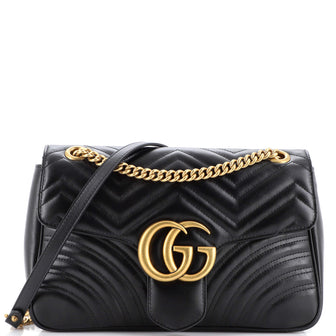 Gucci GG Marmont Flap Bag Matelasse Leather Medium Black 2164701