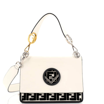 Fendi Kan I F Shoulder Bag Leather and Zucca Velvet Medium