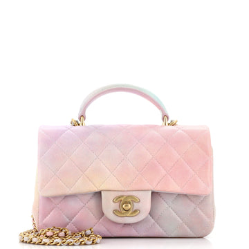 Chanel Classic Single Flap Top Handle Bag Quilted Ombre Lambskin Mini