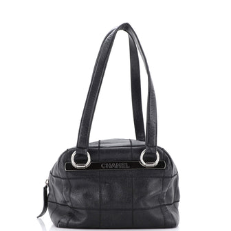 Chanel Square Stitch Bowler Bag Quilted Caviar Small