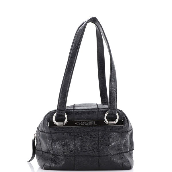 Square Stitch Bowler Bag Quilted Caviar