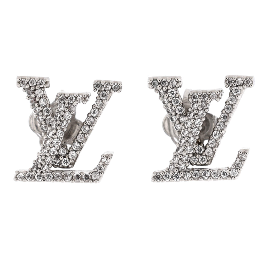Louis Vuitton LV Iconic Stud Earrings Metal with Crystals Silver 2165161