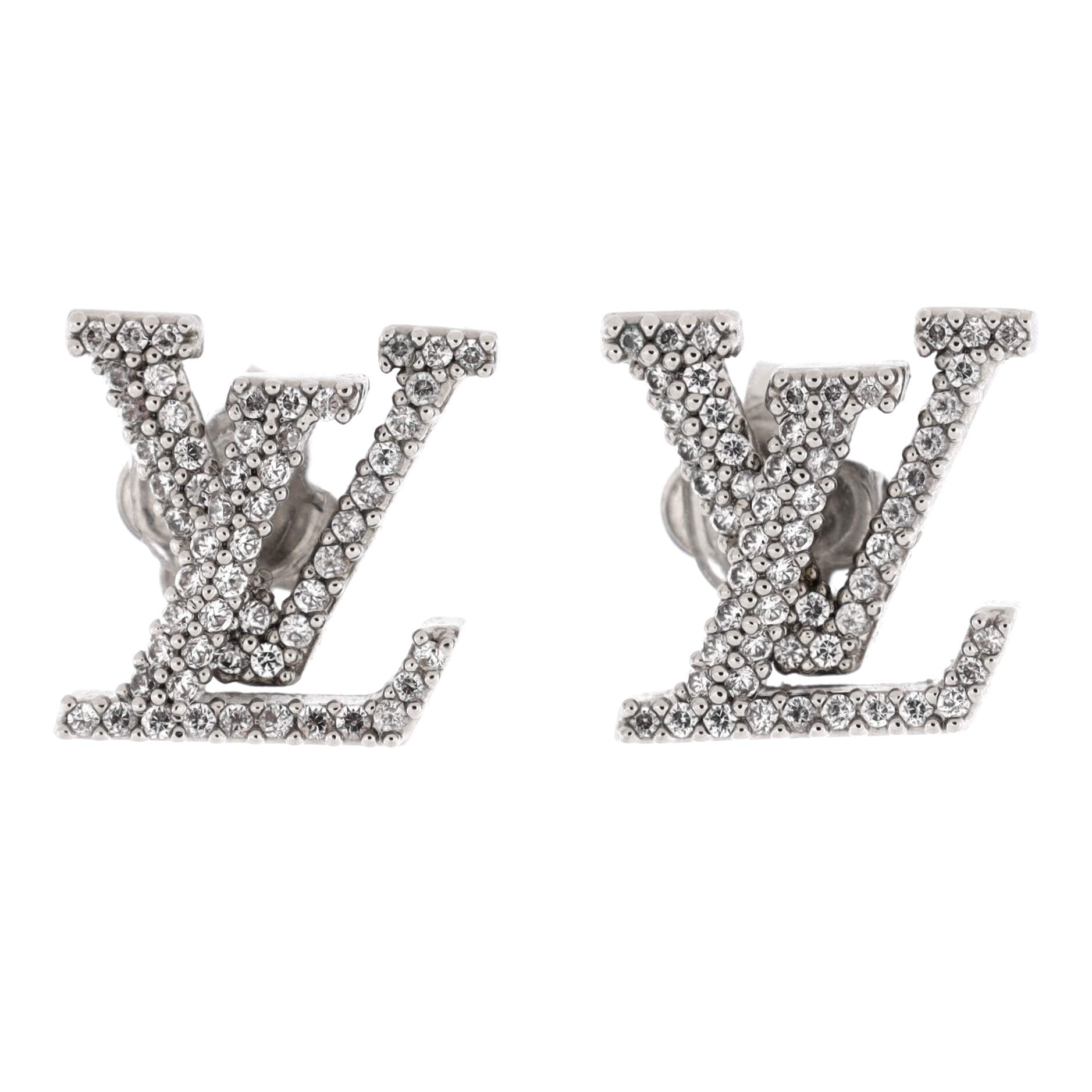 Louis Vuitton LV Iconic Stud Earrings Metal with Crystals Silver