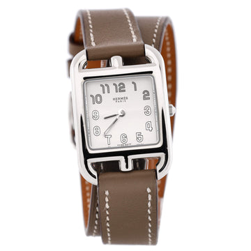 Hermes Cape Cod Double Tour Quartz Watch Stainless Steel and Leather 23