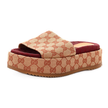 Gucci Women's Angelina Platform Slide Sandals GG Canvas