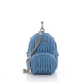 Miu Miu Backpack Crossbody Bag Matelasse Leather Micro Blue 2165401